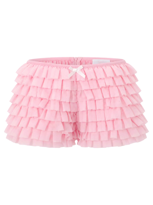 Delicate Pink Chiffon Ruffles Shorts