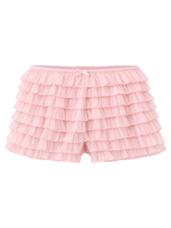 Delicate Pink Chiffon Ruffles Shorts (Rose Pink)