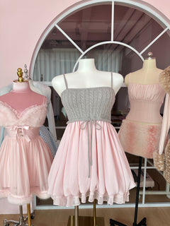 Lovergirl Cable Knit Chiffon Babydoll Dress