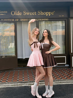 Dolly Polka Dot Dress+ Petticoat (Chocolate)