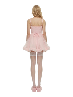 Rosé Princess Fur Chiffon Babydoll Dress - Angel Ruche