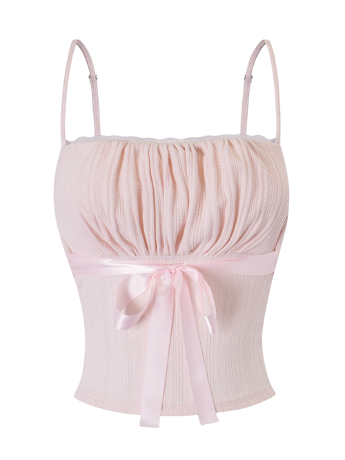 My True Form Cotton Cami Top (Pink Bow)