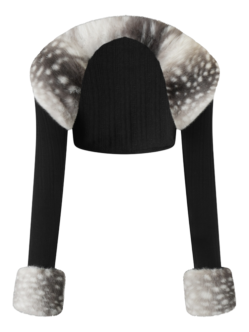 My True Form Fawn Fur Bolero Cardigan (Black)