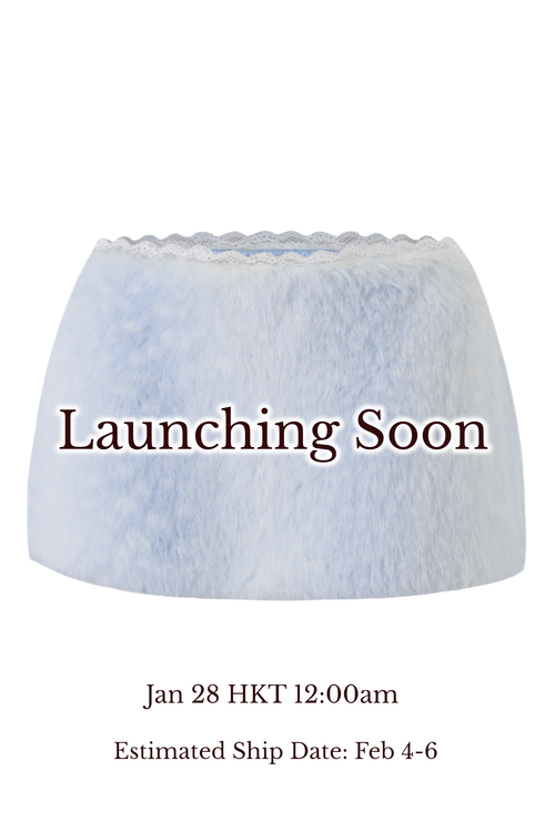 My True Form Fawn Mid-Rise Fur Lace Skirt (Snow Blue)