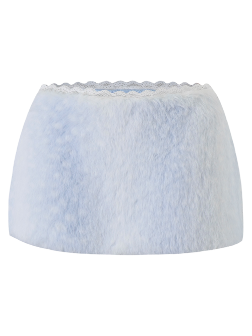 My True Form Fawn Mid-Rise Fur Lace Skirt (Snow Blue)