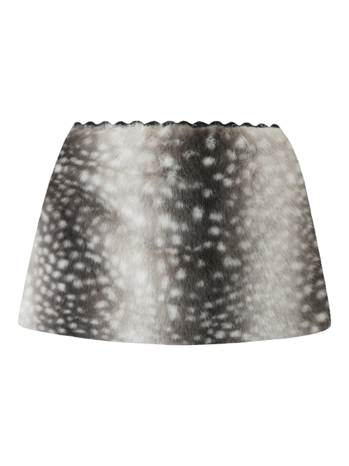 My True Form Fawn Mid-Rise Fur Lace Skirt (Black)