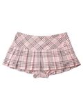 Girly Plaid Pleated Mini Skirt (Pink)