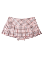 Girly Plaid Pleated Mini Skirt (Pink)