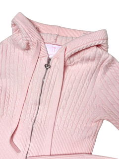 Strawberry Milk Cable Knit Zip up Cardigan (Pink)