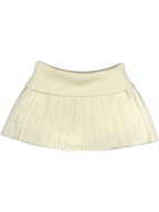 Vanilla Butter Cable Knit Fold Over Mid-Rise Skirt (Light Yellow)