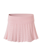 Strawberry Milk Cable Knit Fold Over Mid-Rise Skirt (Pink)