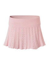 Strawberry Milk Cable Knit Fold Over Mid-Rise Skirt (Pink)