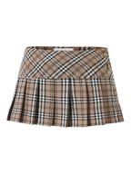 Girly Plaid Pleated Mini Skirt (Khaki)