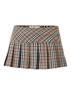 Girly Plaid Pleated Mini Skirt (Khaki)