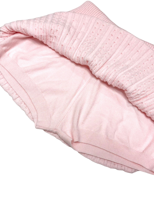 Strawberry Milk Cable Knit Fold Over Mid-Rise Skirt (Pink)