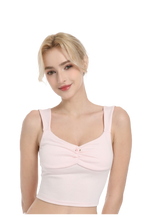 Rose Buds Cotton Crop Tank Top (Baby Pink)