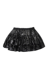 Onyx Fairy Dust Sequin Mini Skirt + Petticoat (Black)