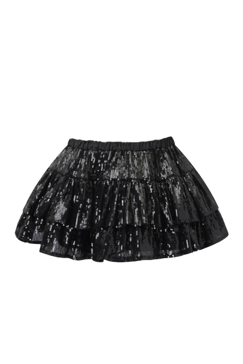 Onyx FairyDust Sequin Mini Skirt + Petticoat (Black)