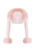 Colette Pink Fur Cable Knit Bolero Cardigan