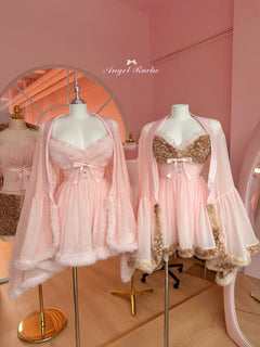 Bambi Princess Fur Chiffon Robe (Pink) - Angel Ruche