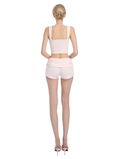 Rose Buds Cotton Crop Tank Top (Baby Pink)