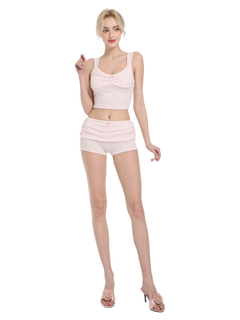 Rose Buds Cotton Crop Tank Top (Baby Pink)