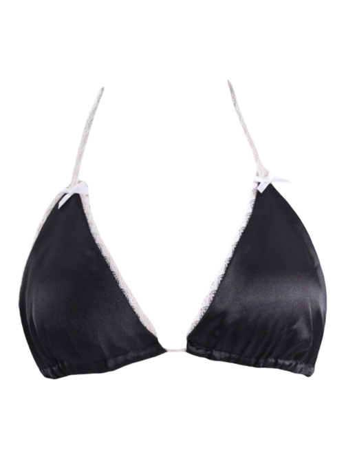 Satin Romance Bikini Top (Black)