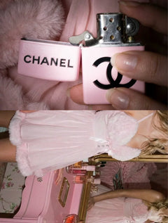 Rosé Princess Fur Chiffon Robe - Angel Ruche