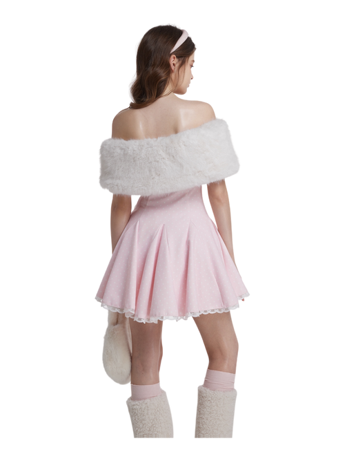 Sugar Pom Fur Pullover Cape (White)