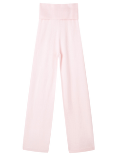 That Girl Rib Knit Fold Over Straight Leg Pants (Baby Pink)