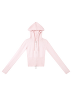 That Girl Rib Knit Slim Fit Zip Up Cardigan (Baby Pink)