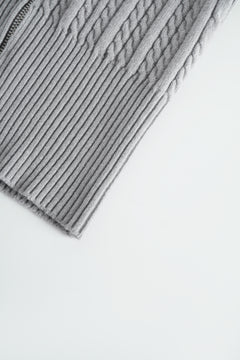 Fur Trim Cozy Cloud Cable Knit Cardigan (Grey)