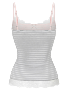 Muse Cotton Reversible Lace Cami  (Pink Grey Stripe)
