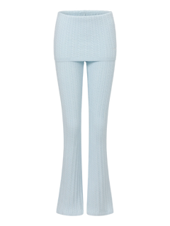 Colette Cable Knit Fold‑Over Pants  (Ice Blue)