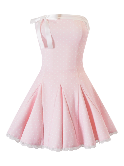 Dolly Polka Dot Dress + Petticoat (Pink)