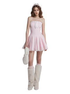 Dolly Polka Dot Dress + Petticoat (Pink)