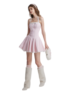 Dolly Polka Dot Dress + Petticoat (Pink)