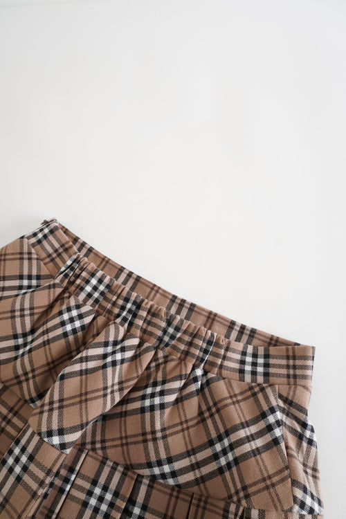 Girly Plaid Pleated High Rise Skirt (Khaki)