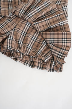 Girly Plaid Pleated High Rise Skirt (Khaki)