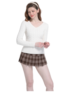 Girly Plaid Pleated Mini Skirt (Brown)