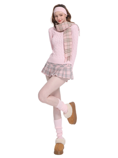 Love Letter Cable Knit V Neck Sweater (Pink)