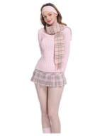 Love Letter Cable Knit V Neck Sweater (Pink)