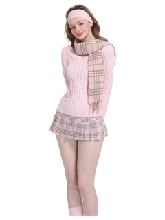 Love Letter Cable Knit V Neck Sweater (Pink)