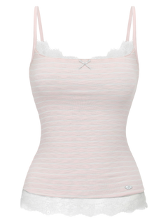 Muse Cotton Reversible Lace Cami  (Pink Grey Stripe)