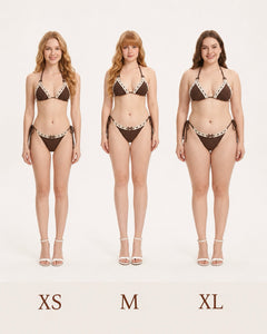 Coquette Cotton Eyelet Bikini Set (Brown)