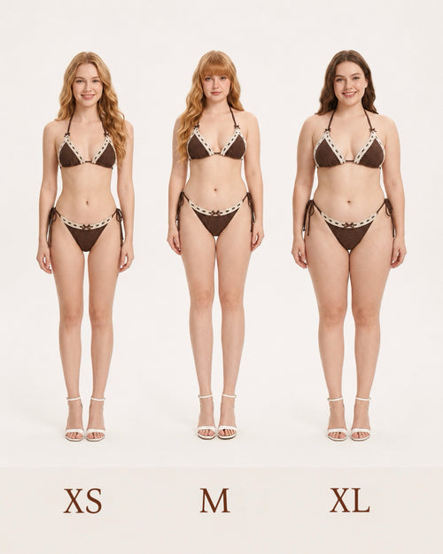 Coquette Cotton Eyelet Bikini Set (Brown)