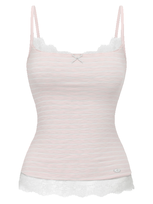 Muse Cotton Reversible Lace Cami  (Pink Grey Stripe)