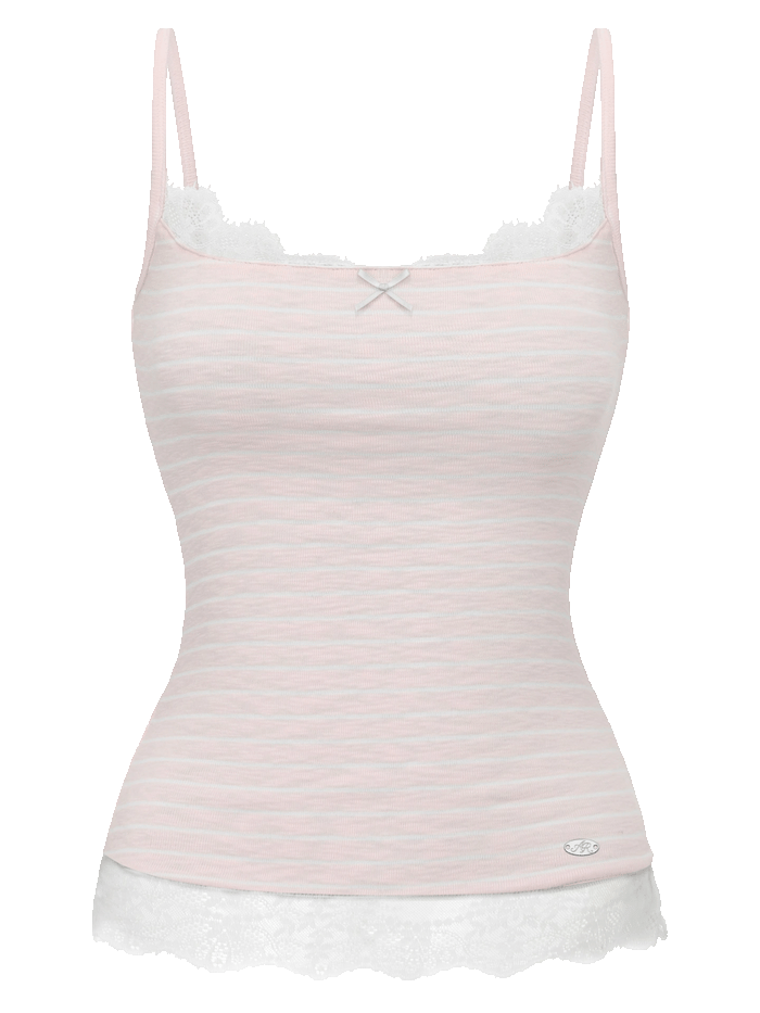 Muse Cotton Reversible Lace Cami  (Pink Grey Stripe)