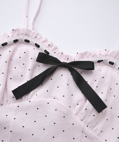 Sweetheart  Cotton Polka Dot Pointelle Set (Pink)