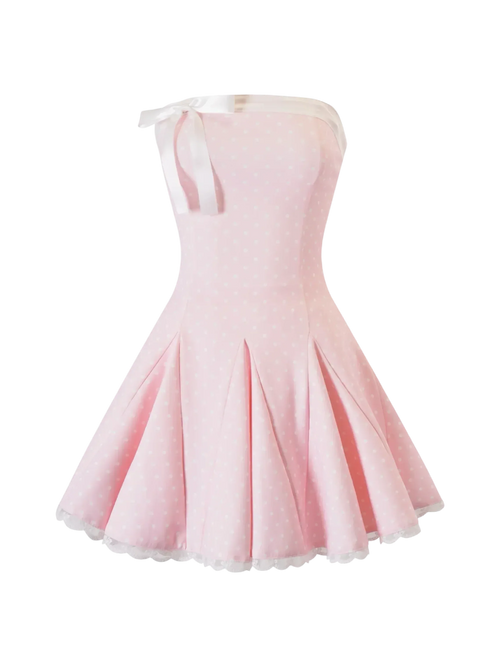 Dolly Polka Dot Dress + Petticoat (Pink)